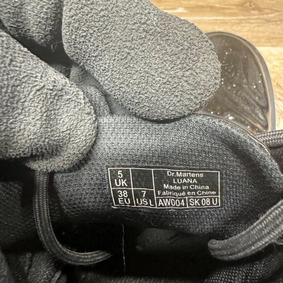 Dr. Martens Luana Black Glitter Patent Leather Combat Boots Women's Size… - Picture 6 of 9